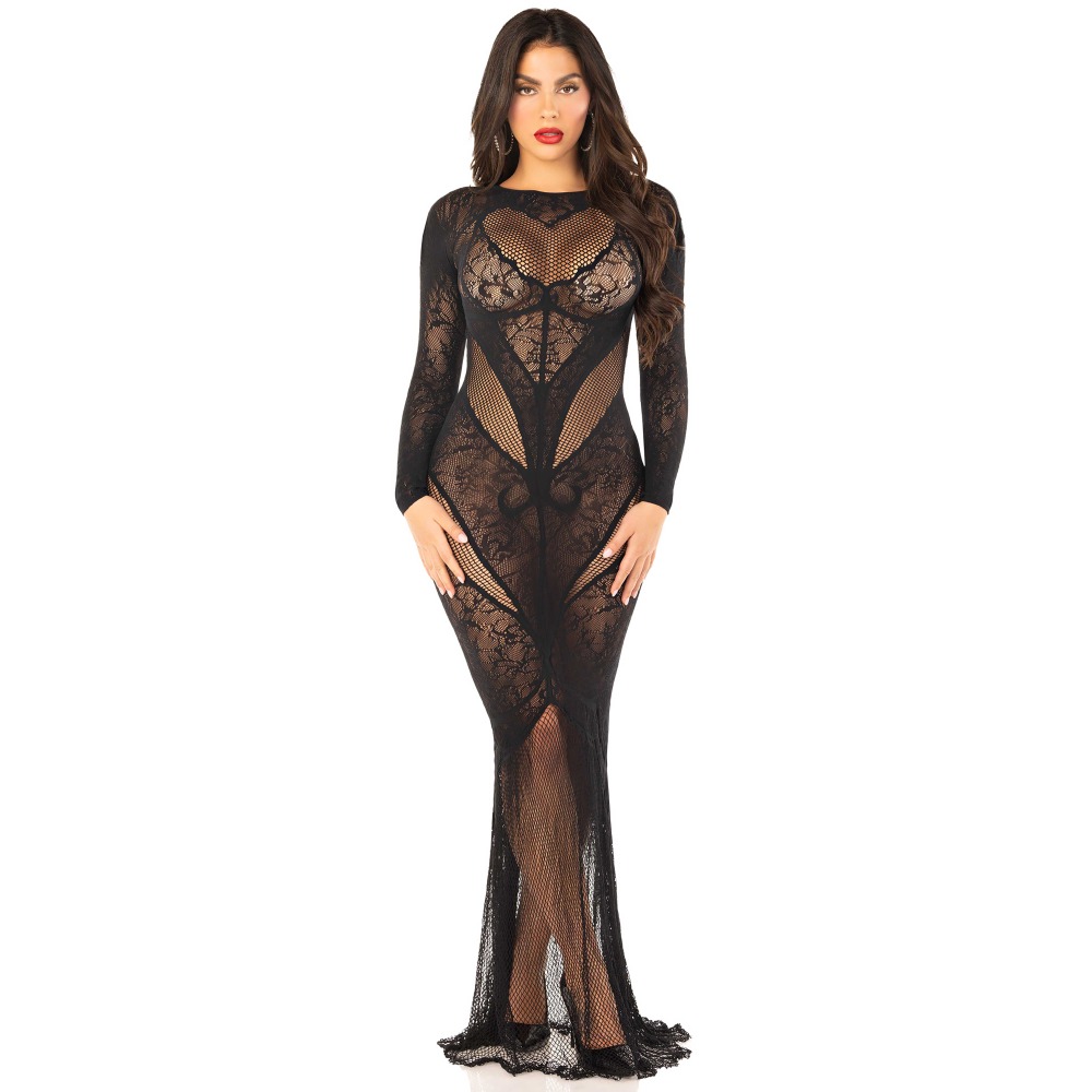 Leg Avenue - Lace and Net Bodycon robe - Noir